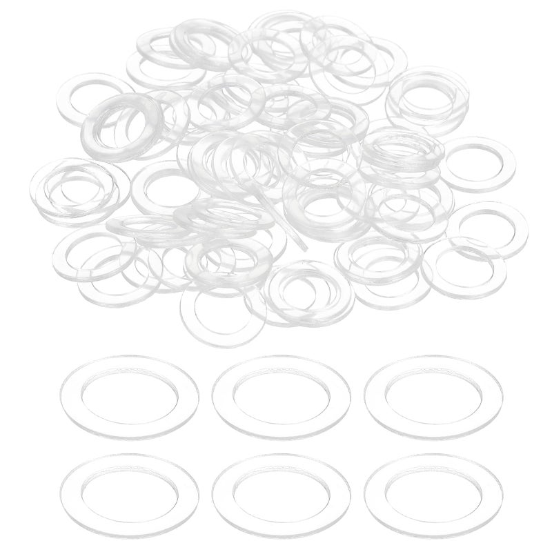 يو إكس سيل uxcell 150 جهاز كمبيوتر شخصى M8 PVC غسالات مسطحة واضحة عادي غسالة 8 مم معرف 12 مم OD 0.5 مم سميكة مستديرة الفواصل المسطحة للبراغي البراغي الزجاج دش مقبض الباب الحمام - Image 1